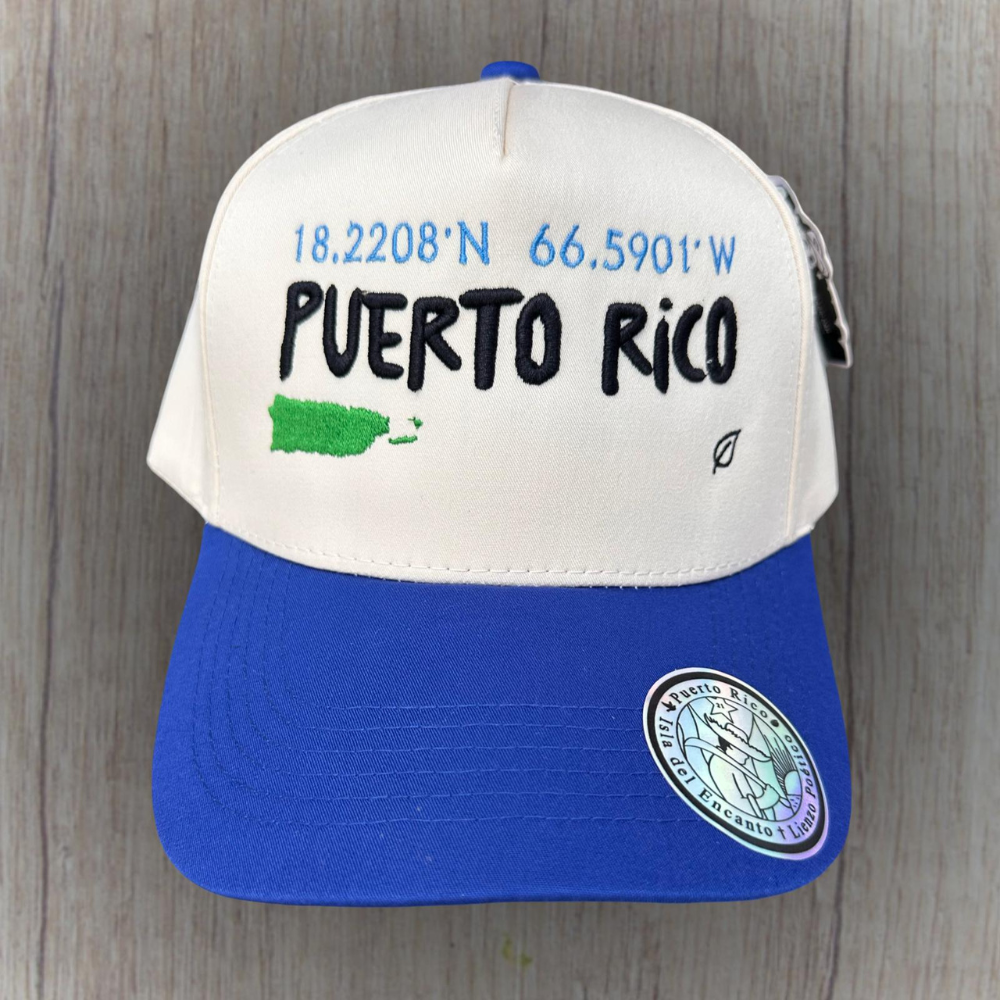 Gorra Puerto Rico bordada - crema y azul oscuro
