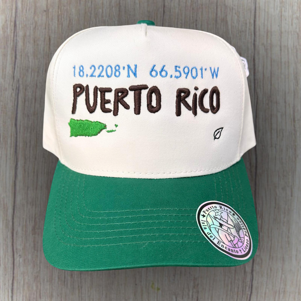 Gorra Puerto Rico bordada - crema y verde