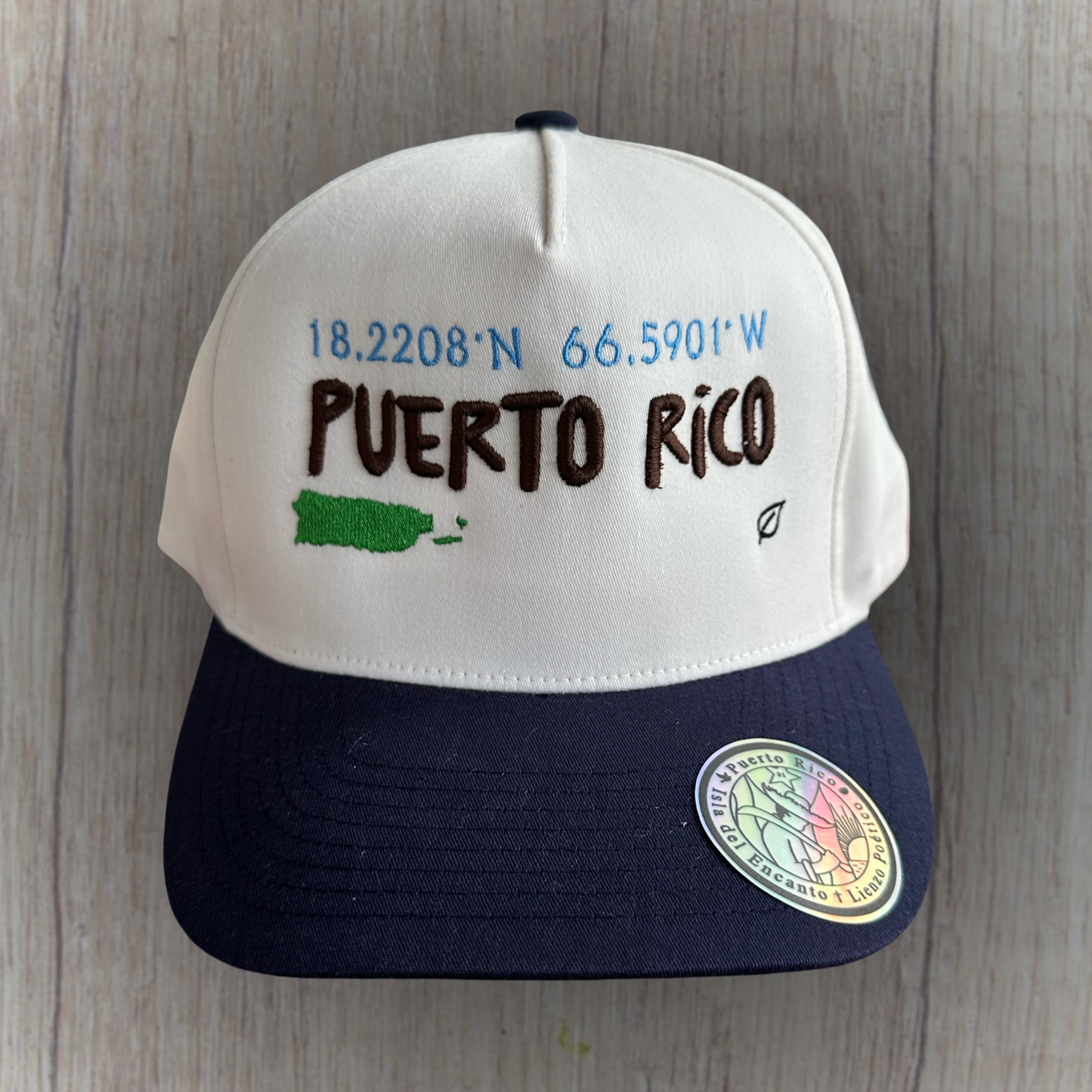 Gorra Puerto Rico bordada - crema y azul marino