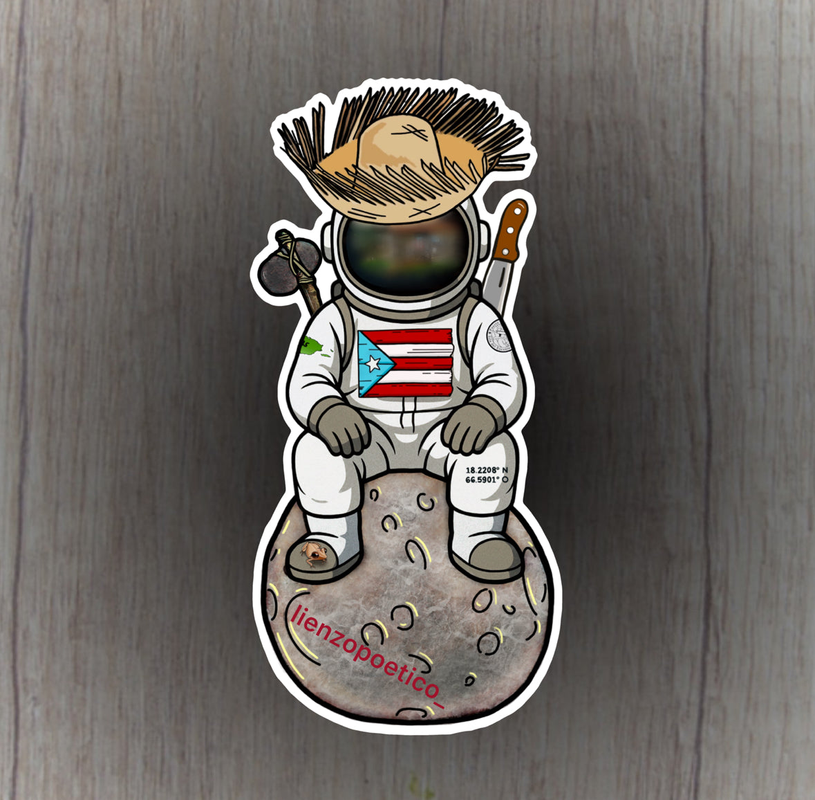 Sticker de Boricua en la luna