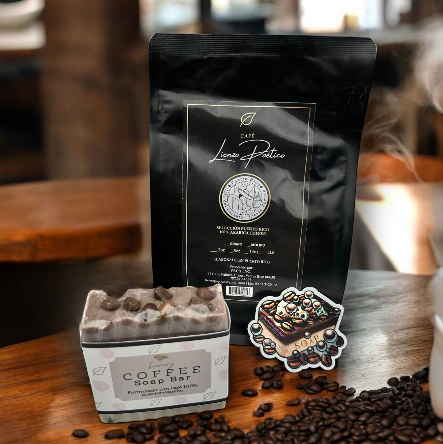 Café Lienzo y Jabón Be Natural Soap