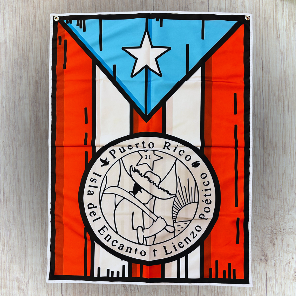 Bandera de Puerto Rico - Reversible (Dorso-Moneda del Jíbaro)