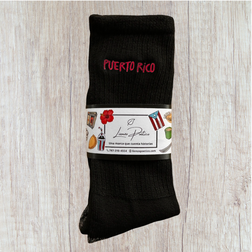 Medias bordadas de Puerto Rico color rojo