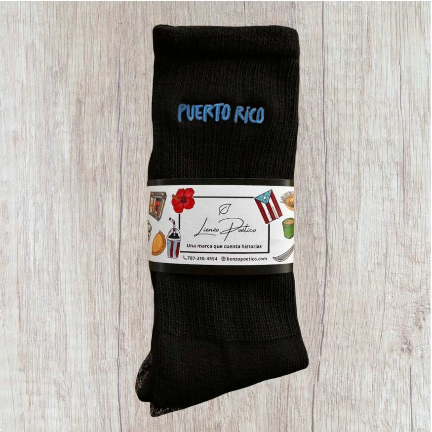 Medias bordadas de Puerto Rico color azul celeste