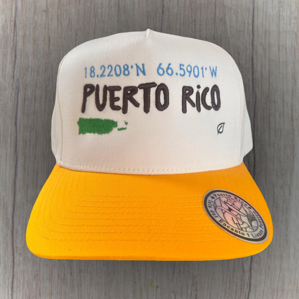 Gorra Puerto Rico bordada - crema y amarillo