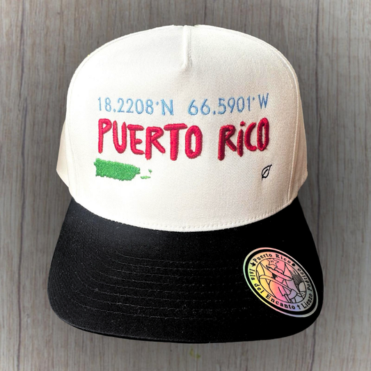 Gorra Puerto Rico bordada - crema y negro