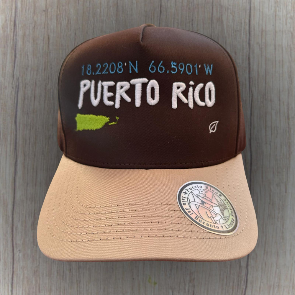 Gorra Puerto Rico bordada - marrón y crema oscuro