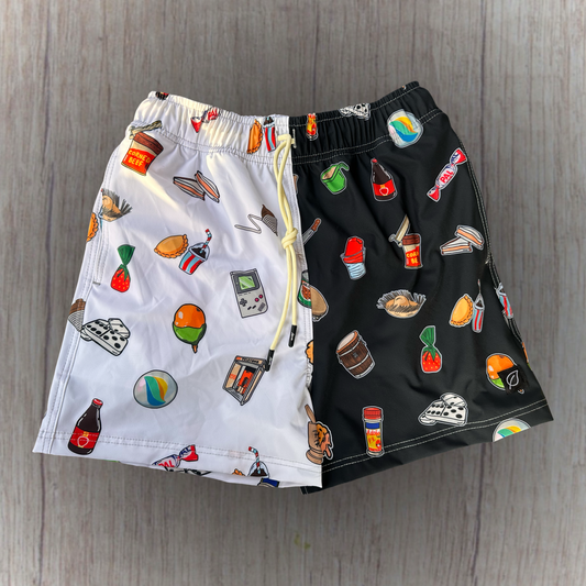 Swim shorts Nostalgia blanco y negro