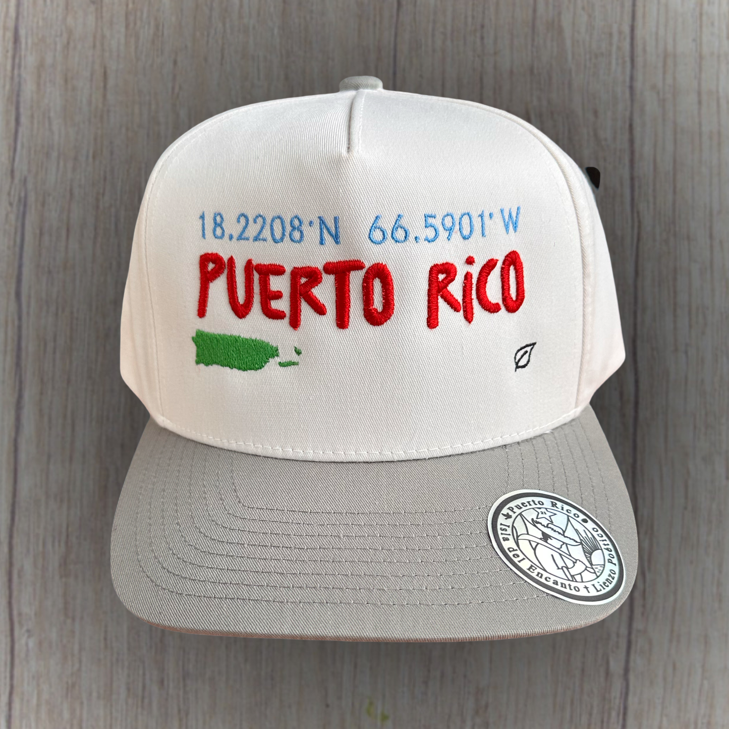 Gorra Puerto Rico bordada - crema y gris