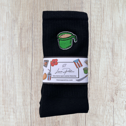 Medias bordadas de Taza verde de la abuela