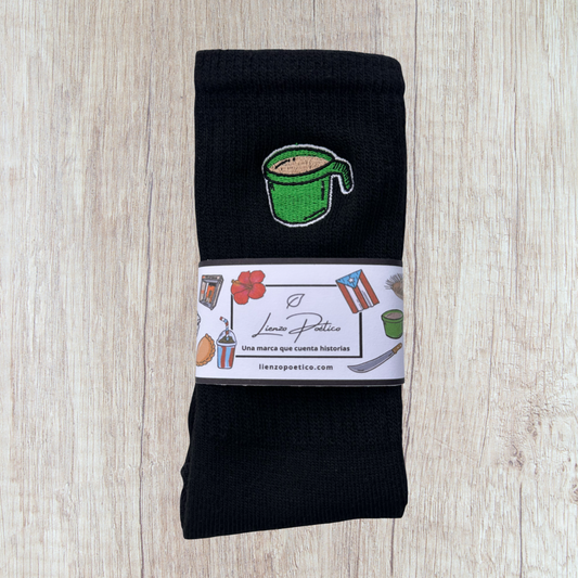 Medias bordadas de Taza verde de la abuela
