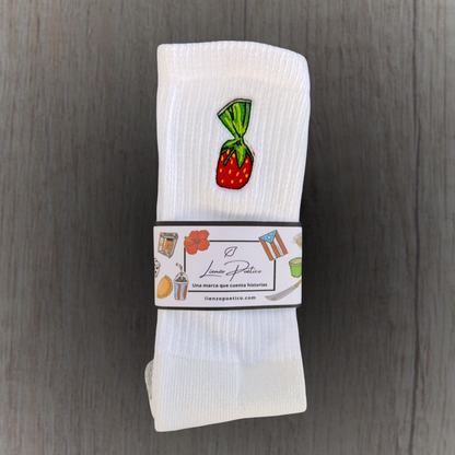 Medias bordadas de Bombón de fresa