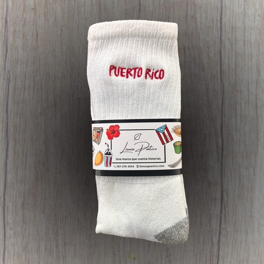 Medias bordadas de Puerto Rico color rojo