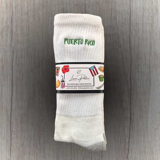 Medias bordadas de Puerto Rico color verde