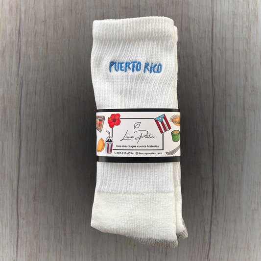 Medias bordadas de Puerto Rico color azul celeste