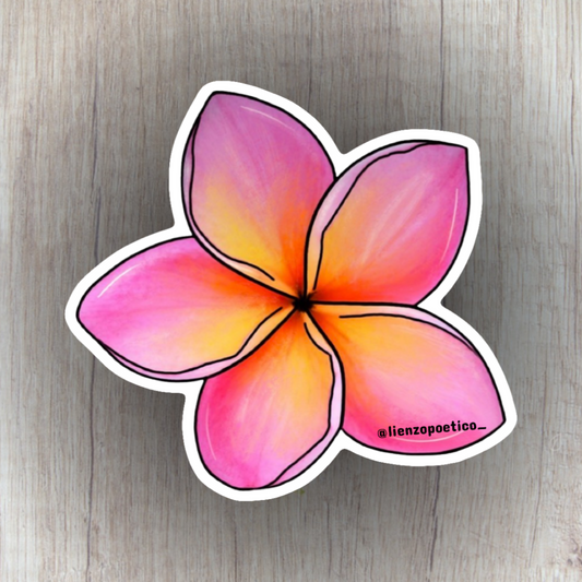 Sticker de Flor Plumeria color rosa