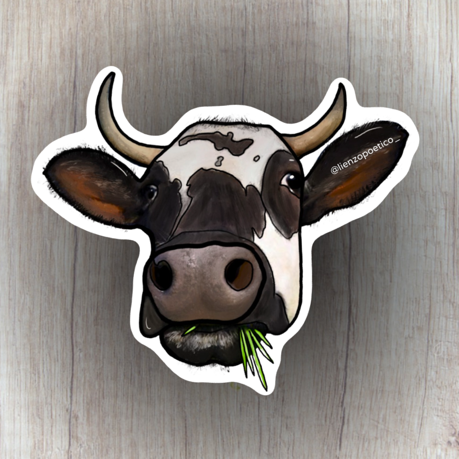 Sticker de Vaca – Lienzo Poético