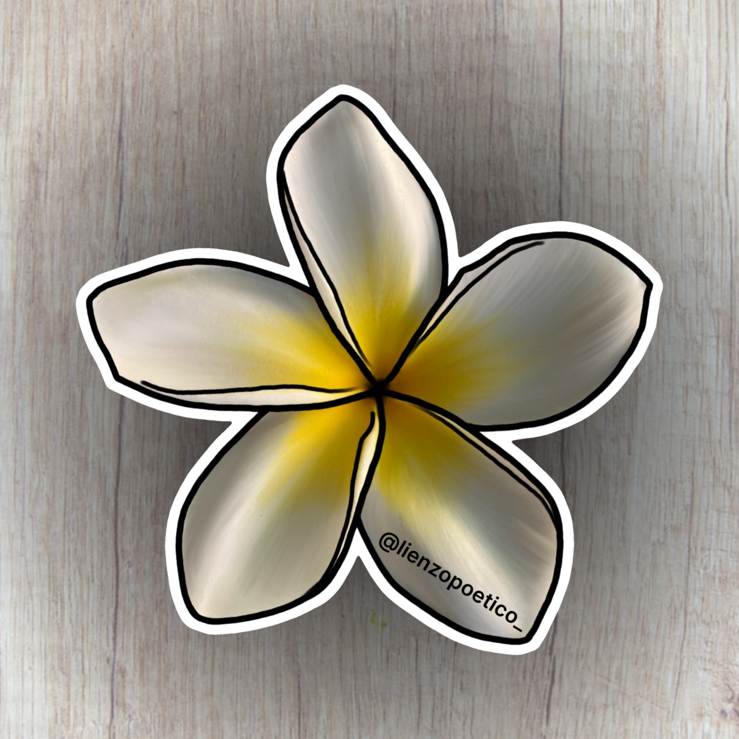 Sticker de Flor Plumeria amarilla y blanca