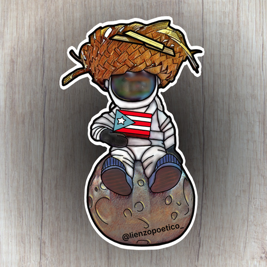 Sticker de Boricua en la luna