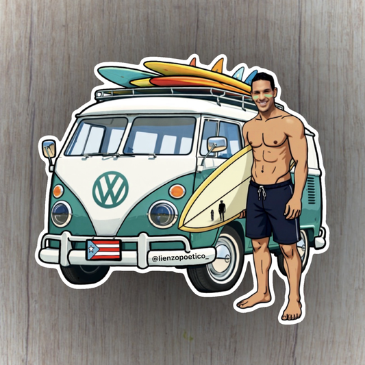 Sticker de Guagua Volky con Surfer