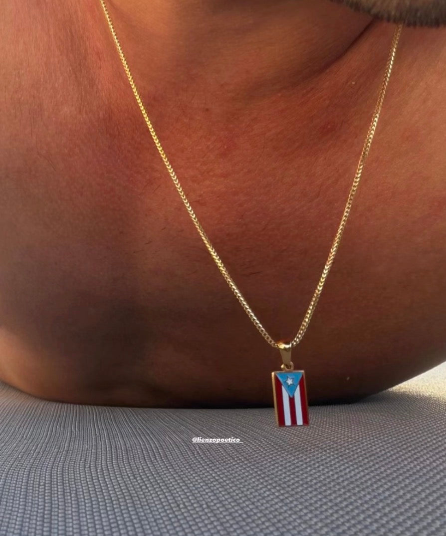 Bandera de Puerto Rico negra y blanca color oro