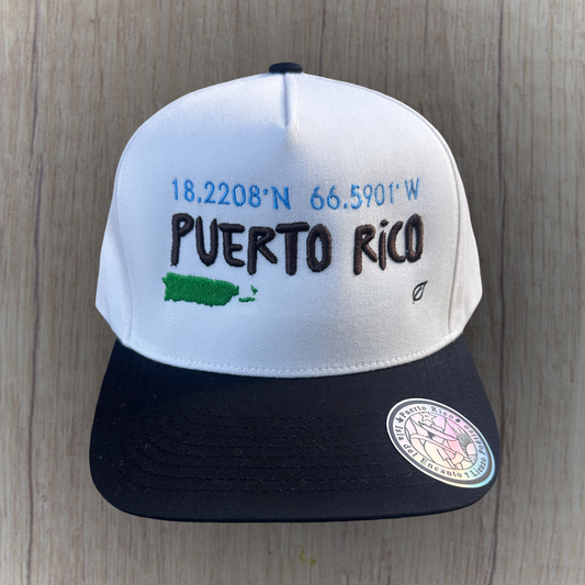 Gorra Puerto Rico bordada - crema y negro