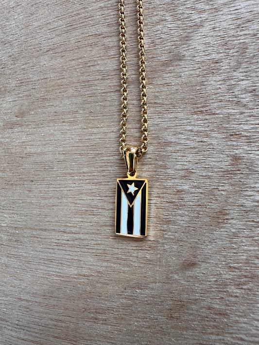 Bandera de Puerto Rico negra y blanca color oro