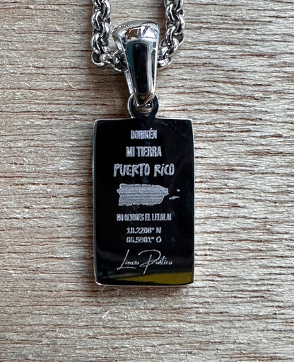 Bandera de Puerto Rico negra y blanca color plata