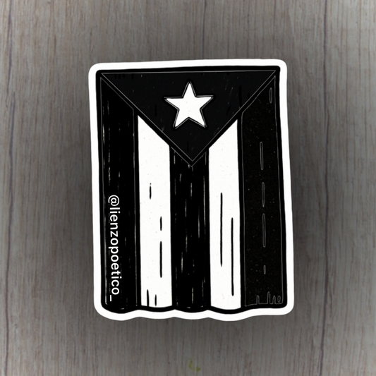 Sticker de Bandera de PR, negra y blanca