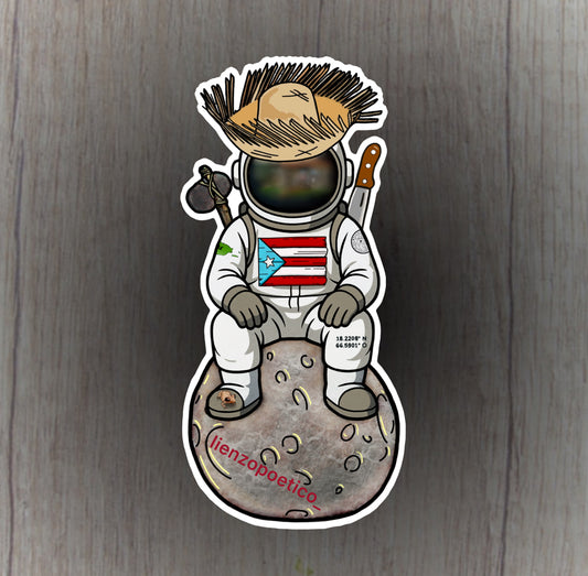 Sticker de Boricua en la luna