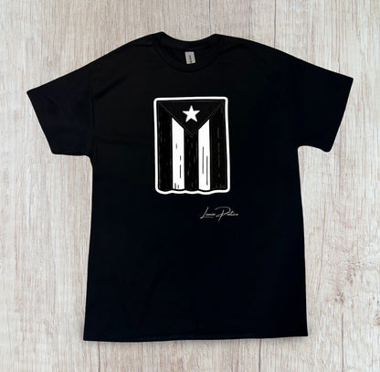 T-shirt o Crop Top de Bandera de Puerto Rico blanca y negra