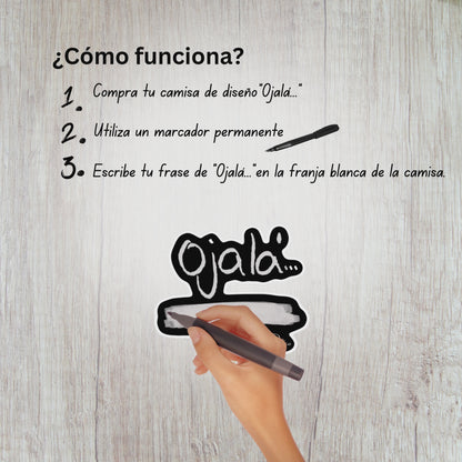 Sticker de OJALÁ (con franja blanca para escribir mensaje)